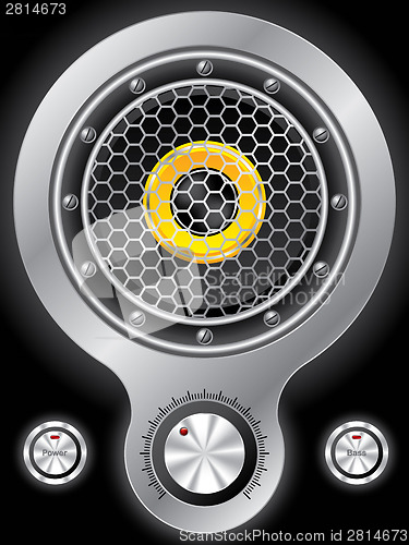 Image of Metallic speaker design with hexagon mesh