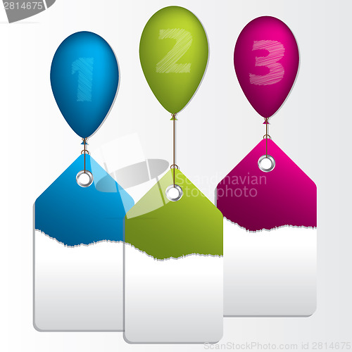 Image of Infographic design with labels and ballons