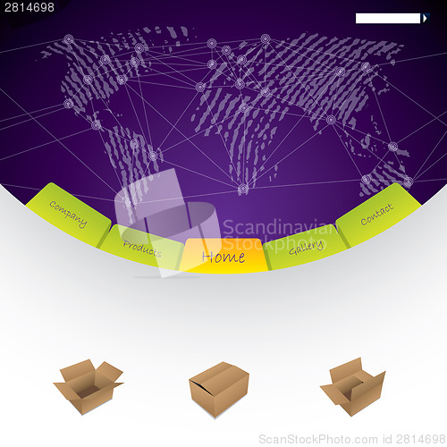 Image of Worldwide shipping website template design 