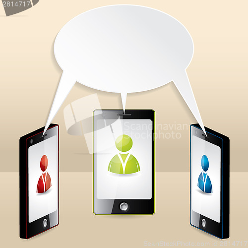 Image of Smartphone conference illustrated with speech bubble