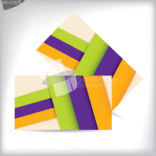 Image of Striped business card with ribbons