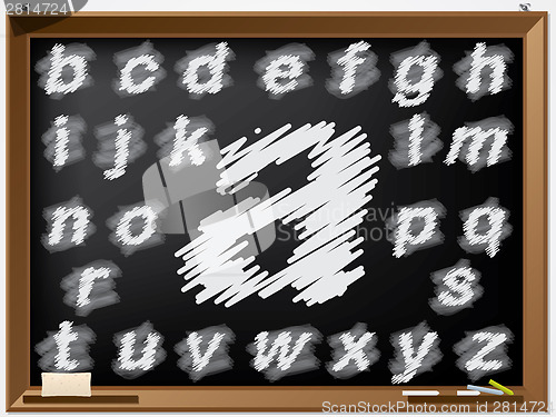 Image of Lower case scribbled abc on blackboard