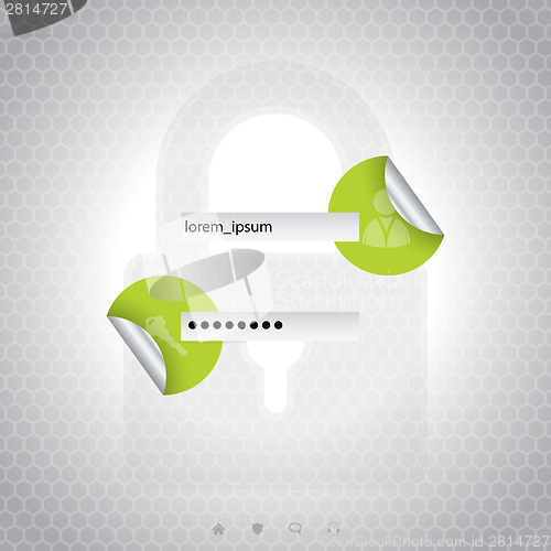 Image of Login screen with padlock and hexagon