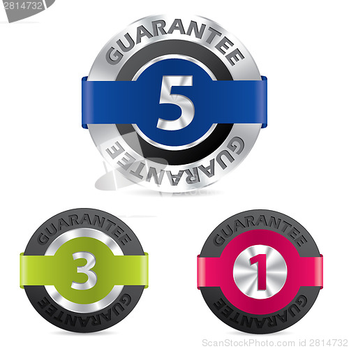 Image of Metallic guarantee badges with different numbers