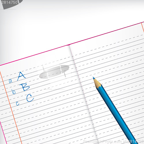 Image of First grade copybook with pencil