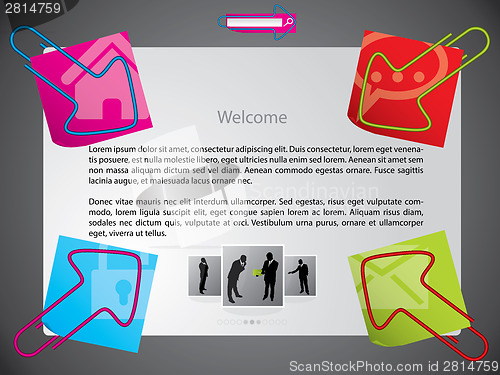 Image of Website teplate design with arrow paperclips