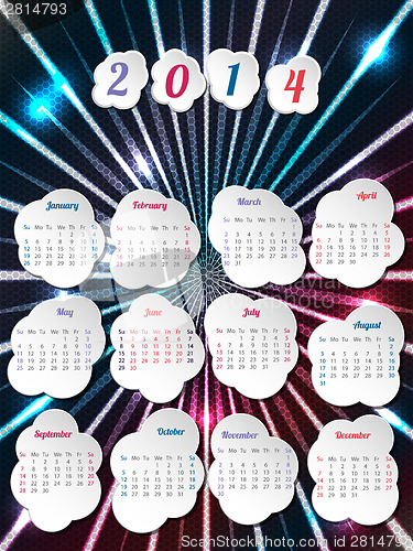 Image of 2014  calendar with month bubbles