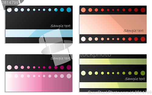 Image of Black cards with color stripes and circles