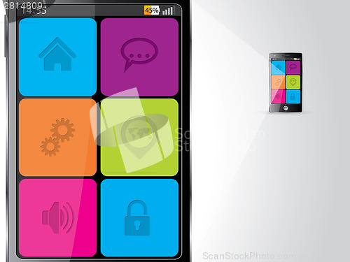 Image of Smartphone enlarged with colorful icons