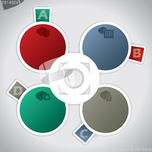 Image of Infographic design with graded color stickers