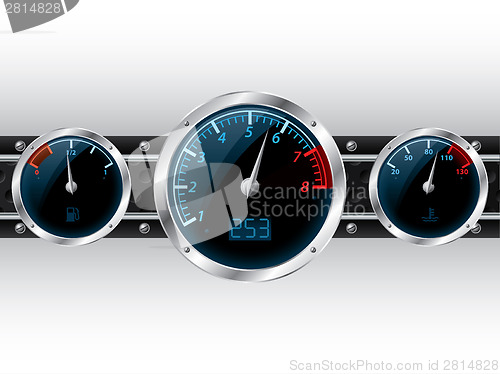 Image of Dashboard gauges with industrial backgound