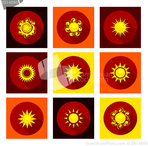 Image of Sun icons set in flat style