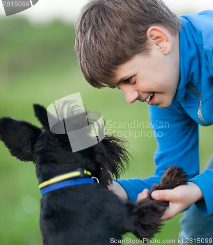 Image of Little boy and his dog