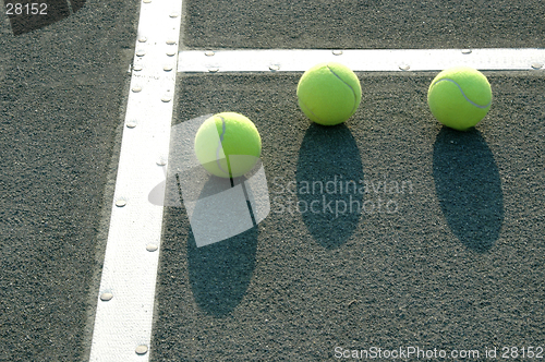Image of three tennis balls in the corner