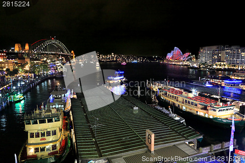 Image of Sydney Harbour, City, Circular Quay and The Rocks during Vivid S