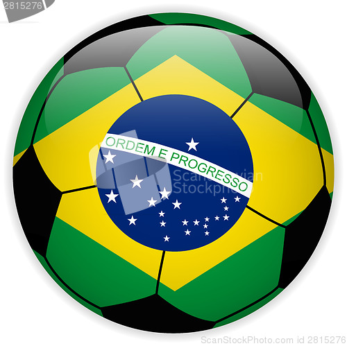 Image of Brazil Flag with Soccer Ball Background