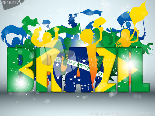 Image of Brazil Sport Fan with Flag and Horn