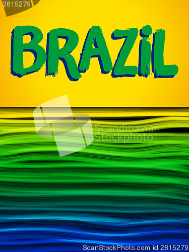 Image of Brazil Flag Wave Yellow Green Blue Background