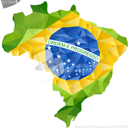 Image of Brazil Flag Wave Yellow Green Blue Background