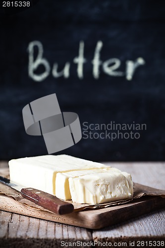 Image of fresh butter and blackboard