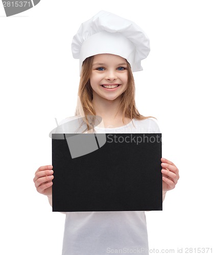 Image of little cook or baker with blank black paper