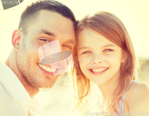 Image of happy father and child girl having fun