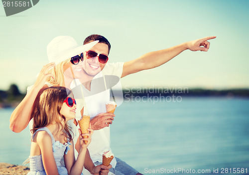Image of happy family eating ice cream