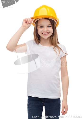 Image of smiling little girl in protective helmet