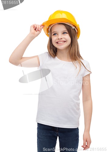 Image of smiling little girl in protective helmet