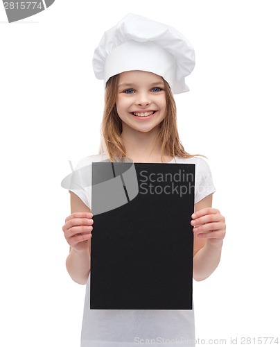 Image of little cook or baker with blank black paper