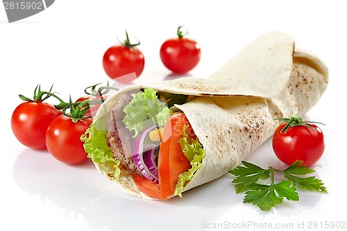 Image of Wrap with meat and vegetables