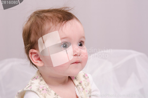 Image of Portrait of a six-month girl on the couch
