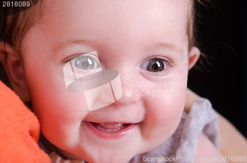 Image of Portrait of six month baby on mother hands