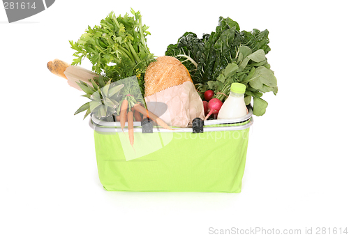 Image of Food staples in eco shopping bag