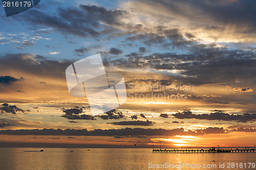 Image of A Beautiful Sunset Setting Over the sea