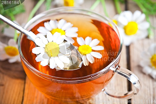 Image of cup of tea with chamomile flowers 