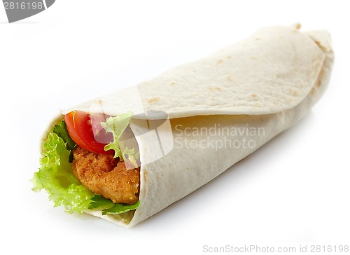 Image of Wrap with fried chicken and vegetables