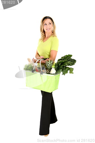 Image of Eco aware shopper looking sideways
