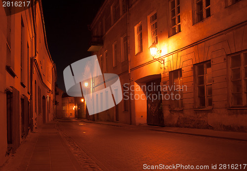 Image of Vilnius street at night