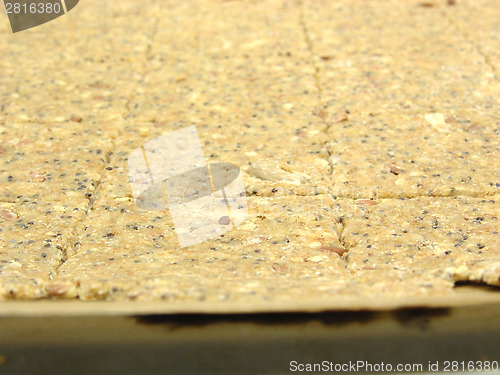 Image of Rolled out  dough of wholemeal crispbread on a baking tray