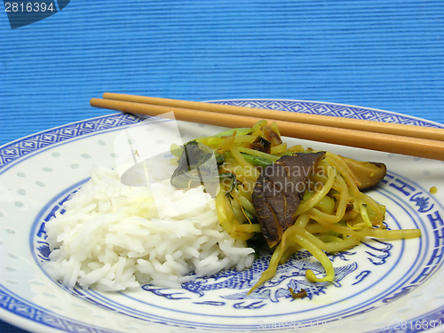 Image of Asian dish arranged on an asian plate