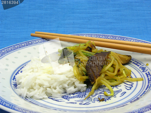 Image of Asian dish arranged on an asian plate