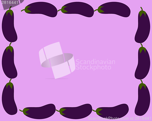 Image of Eggplants as vegetable frame with pink background