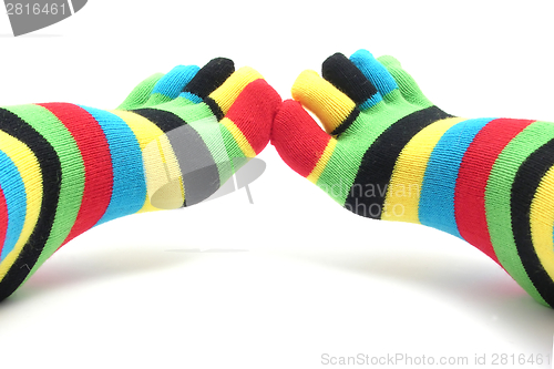 Image of Feet dressed with annulated stockings