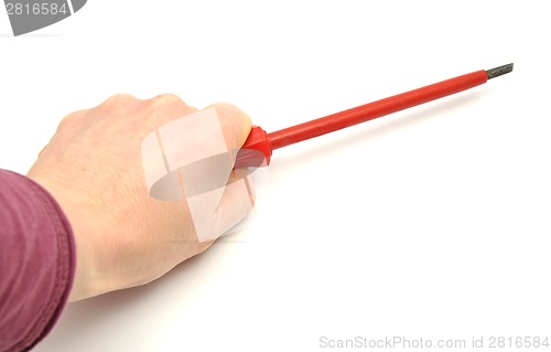 Image of Hand with screwdriver