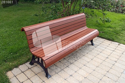 Image of Wooden bench in the park