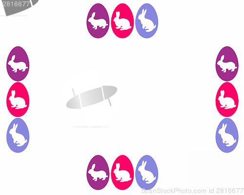 Image of Card with easter bunnys and easter eggs