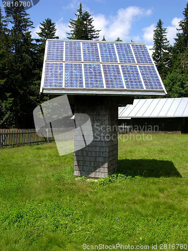 Image of Solar collector on a wooden understructure