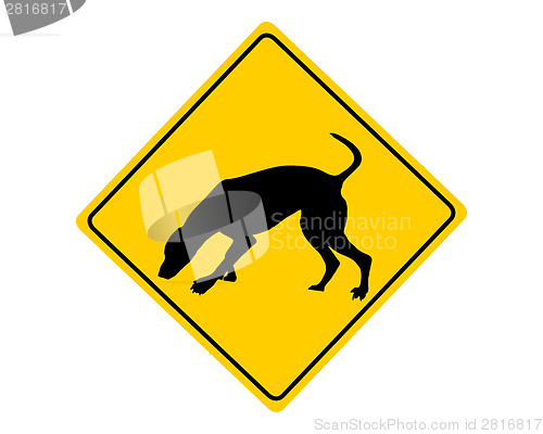 Image of Dog at work warning sign