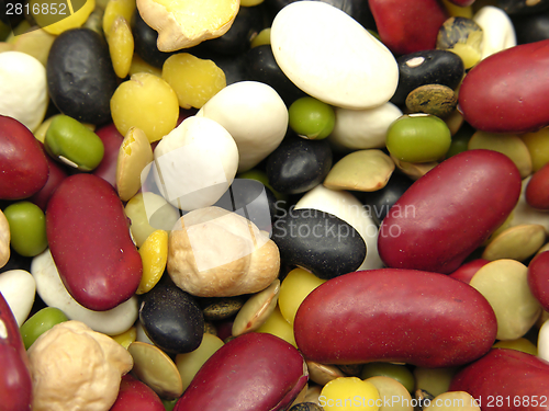 Image of A close-up view on mixed and colourful legumes